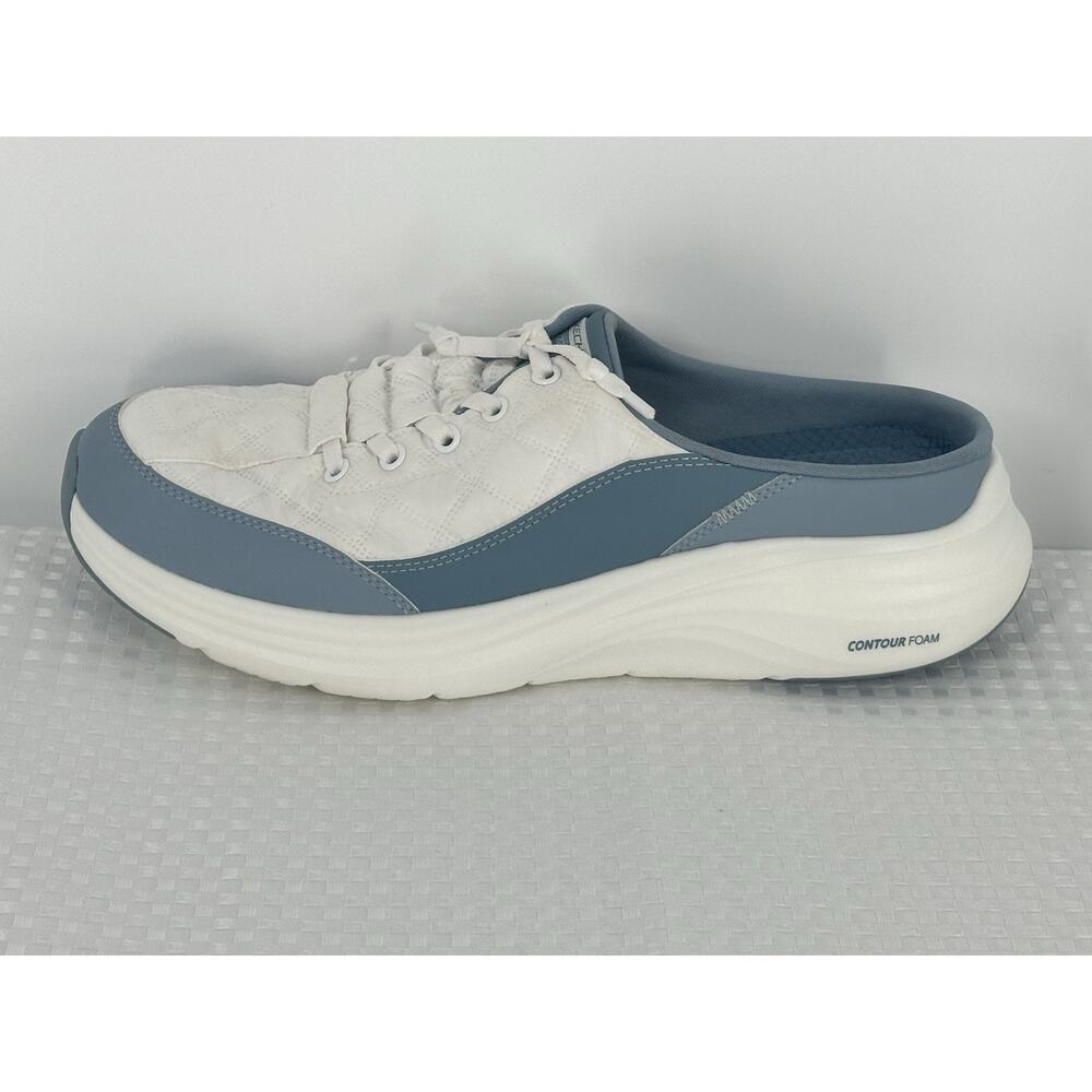 Skechers Cozy Fit Women Shoes Contour Memory Foam SZ 10 White/Blue Air Cooled - Picture 3 of 8